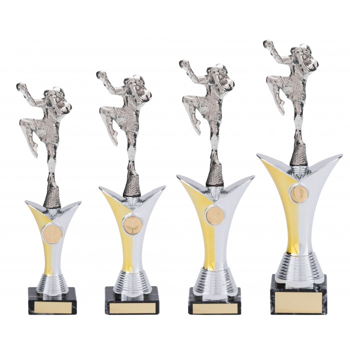 V-RISER TROPHY WITH SOLID THAI BOXING FIGURE - AVAILABLE IN 4 SIZES
